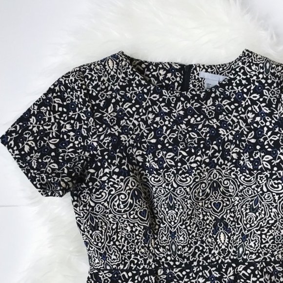 NWT H&M Blue Black White Jacquard Dress - Picture 5 of 7